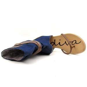 Mid Calf Cuffed Sandals, Shoes, Blue Denim 6.5US/37EU  
