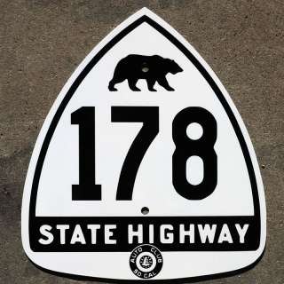 California bear route 178 highway road sign porcelain  