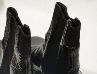 700 Prada Calzature Donna Black Patent Leather Ankle Boots Sz 39.5 