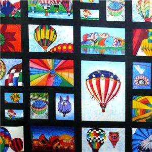 Northcott Cotton Fabric State Art Hot Air Balloons BTY  