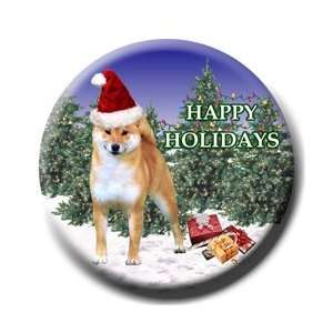 Shiba Inu Xmas Holiday Pin Badge 1