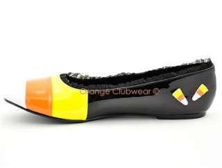 PLEASER Candy Corn Halloween Flats Womens Costume Shoes 885487428833 