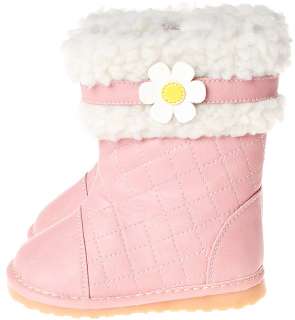 Girls Toddler Childrens Leather Squeaky Boots Shoes   Pink with Fleece 