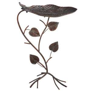   Large Leaf Standing Birdbath Iron by Midwest CBK