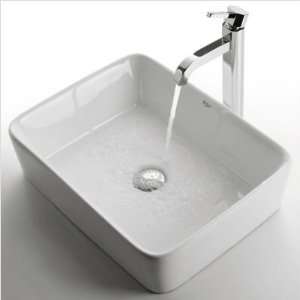   121 1007CH Ceramic Vessel Style Bathroom Sink   White Ceramic / Chrome