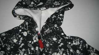 Toddler Boy Size 3T Arizona Black Hoodie Jacket with White Skulls 