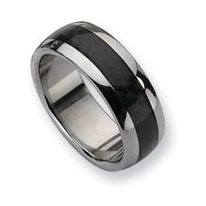    Stainless Steel and Carbon Fiber 8mm Polished Band SR25 13 Jewelry