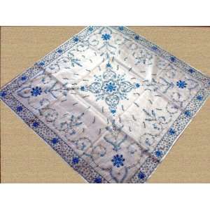   White Organza Sheer Square Embroidered Tablecloth: Home & Kitchen