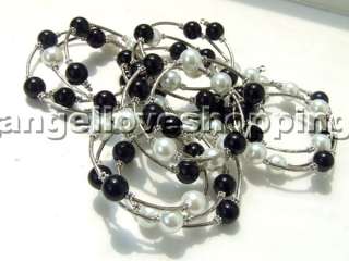 wholesale 10pcs faux pearl steel wire spiral bracelet  