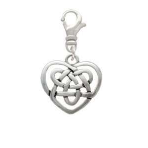  Silver Celtic Knot Heart Silver Plated Clip on Charm 