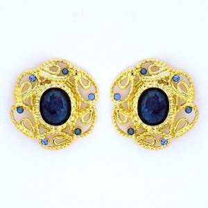  Gold & Lapis Large Oval Earrings Sorrelli Jewelry