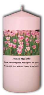 Personalized Remembrance & Memorial Candle   Tulips  