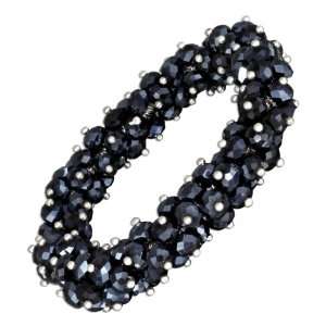  7 inch Dangling Black Crystals Stretch Bracelet.: Jewelry