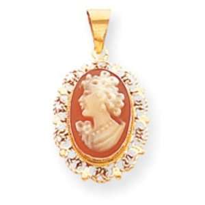  14k Gold 10x14mm Shell Cameo Pendant Jewelry