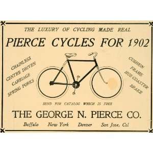  1902 Ad George N. Pierce Chainless Bicycles Antique 