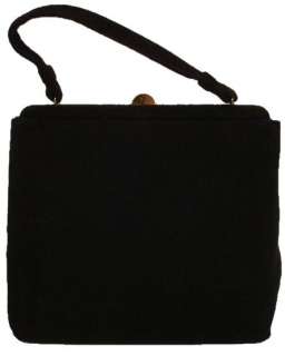 Vintage Soure Black Wool/Glass Bead Handbag 1950’S  