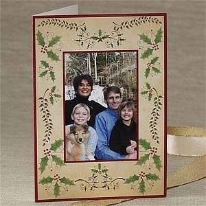  Personalized Christmas Holly Photo Greeting Cards 