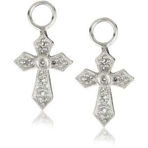   Designs Charmed Life Diamond 14k White Gold Cross Ear Charm: Jewelry