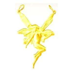 Large Brass Plated Fairy Pendant Charm Womens Necklace Wicca Wiccan 