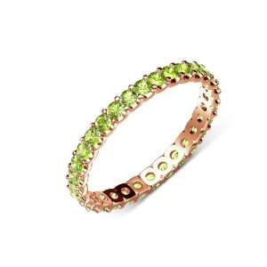   ,Yellow Green Color) U Prong Eternity Band in 14K Rose Gold.size 8.5