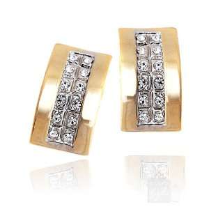 Cleo Golden Flower Rhinestone Clip On Earrings: Jewelry
