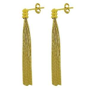  14 Karat Yellow Gold 8 strand Box Chain Dangle Earrings 