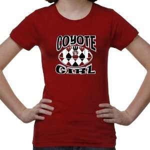  South Dakota Coyotes Youth Argyle Girl T Shirt   Red 