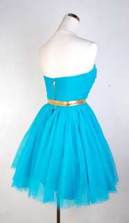 Betsey Johnson Evening Pow! Poof! Strapless Dress Size 0 Teal Color 