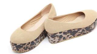   Women Leopard Platform Wedge Thick Soles Shoes Pumps Casual 1kq  