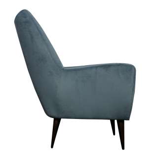   chairs brushed slate suede upholstery tapered ebonized finish legs