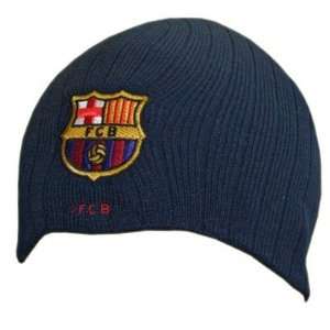    F.C. Barcelona Knitted Ribbed Hat   Navy