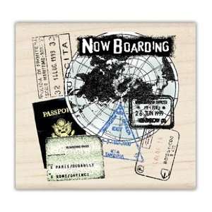  Now Boarding Wood Mounted Rubber Stamp Arts, Crafts 