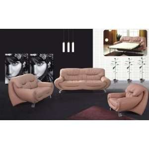 738 Contemporary Beige Leather Sofa w/ optional Sofa Bed 738 Leather 