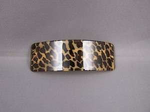 Leopard cheetah print rectangle curved barrette hair D  