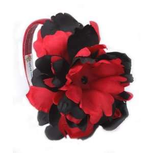  Red Hard Headband with Black Red Peony Beauty