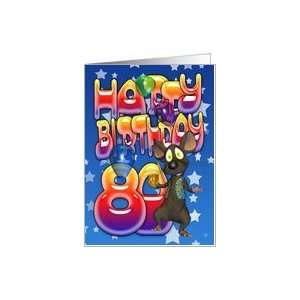    80th Birthday Card cute with little mouse Card Toys & Games
