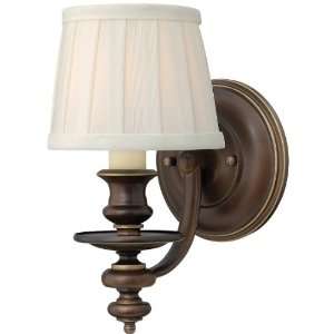   Sconce In Royal Bronze With Pleated Fabric Shade.
