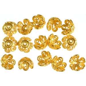 Gold Plated Floral Caps with Lattice (Price Per Pair)   Sterling 
