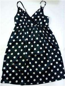 Ladies White Polka Dots Strap Ruffles Dress Black S or M LPS203  