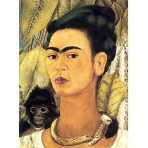  CANVAS Self Portrait with Monkey 1938 by Frida Kahlo 12 X 