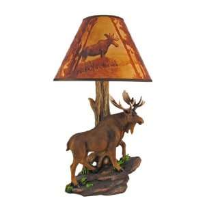  North American Bull Moose Table Lamp w/ Shade: Home 