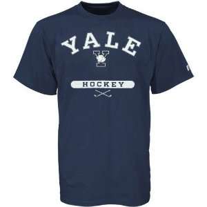  Russell Yale Bulldogs Navy Blue Hockey T shirt Sports 