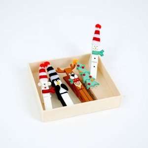  CHRISTMAS Clothespins Wood Set 5 Reindeer Snowman Tree So 