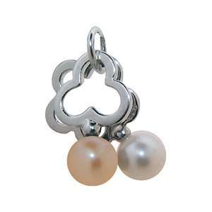 Dangling Clovers Sterling Silver Pendant with Pastel Freshwater Pearls