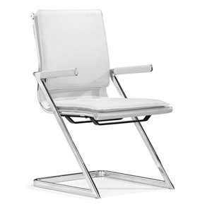   Plus Chromed Steel Frame White Conference Chair: Patio, Lawn & Garden