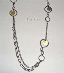 Silpada .925 Sterling Silver Brass Disc Charm Long Necklace N2150 Gift 