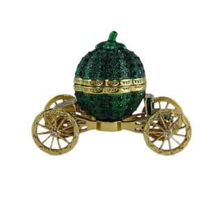   Green Pumpkin Carriage Jewelry Trinket Box Bejeweled: Home & Kitchen