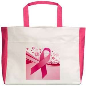  Beach Tote Fuchsia Cancer Pink Ribbon Waves: Everything 