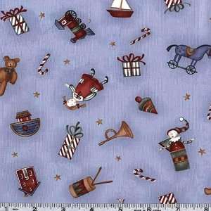  45 Wide Jolly Old Saint Nick Frosty Blue Fabric By The 