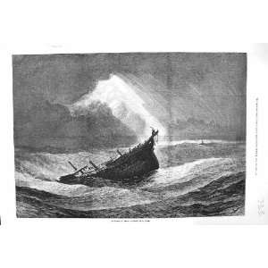  1875 Gleam Hope Sinking Ship Wreck Man Yacht Sails